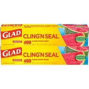 Glad Cling â€˜N Seal Clear Plastic Food Wrap 400 sq. ft./roll, 2 rolls