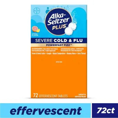 Alka-Seltzer Plus Severe Cold and Flu Effervescent Tablets, Citrus 72 ct.