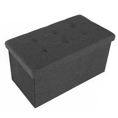 Seville Classics Foldable Storage Bench Ottoman, Modern Gray, 30" W x 15.7" D x 15.7" H