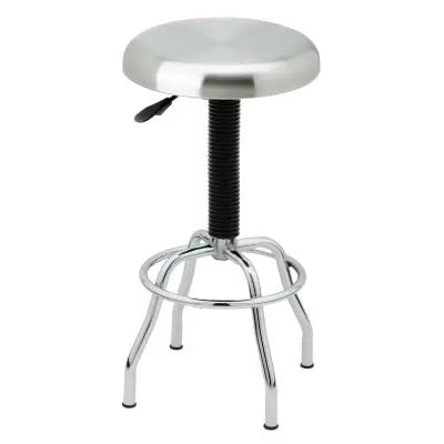 Seville Classics(R) Stainless Steel Seat Pneumatic Adjustable Work Stool, 19" W x 25.5" to 29.75" H