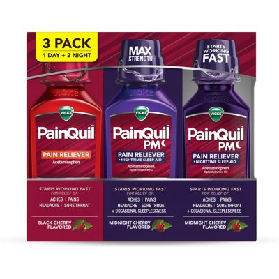 Vicks PainQuil Pain Relief Liquid, Acetaminophen, 1000mg, 12 fl. oz., 3pk.