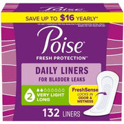 Poise Daily Incontinence Panty Liners, 2 Drop Very Light, 132 ct.