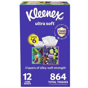 Kleenex Ultra Soft Hypoallergenic 3-Ply Facial Tissues 12 Cube Boxes, 72 tissues/box