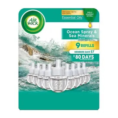 Air Wick Scented Oil Air Freshener, Ocean Spray, 9 refills