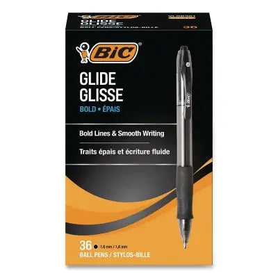 قلم حبر جاف قابل للسحب BIC Velocity، 1.6 مم، أسود، 36 قطعة.