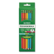 Ticonderoga Pre-Sharpened Pencil, 2.2 mm, HB (#2), Black Lead, Neon Assorted Barrel Colors, 18/Pack