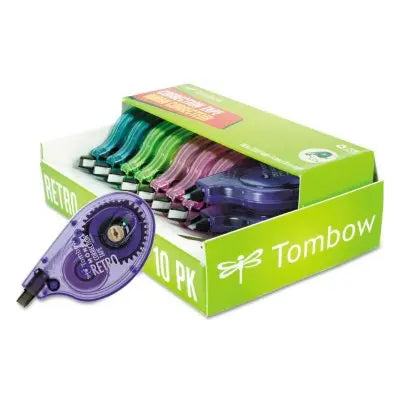 TombowÂ® MONO Original Correction Tape, Asst RetroColor Applicators, 1/6" x 394", 10pk.