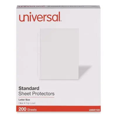 UniversalÂ® Standard Sheet Protector, Standard, 8-1/2" x 11, Clear, 200/Box