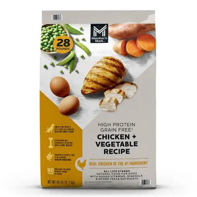 Member's Mark Getreidefreies Hühnchen- und Gemüse-Rezept, proteinreiches Trockenfutter für Hunde, 12,7 kg