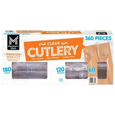 Member's Mark Clear Cutlery Combo Pack, Forks, Knives, Spoons 360 ct.