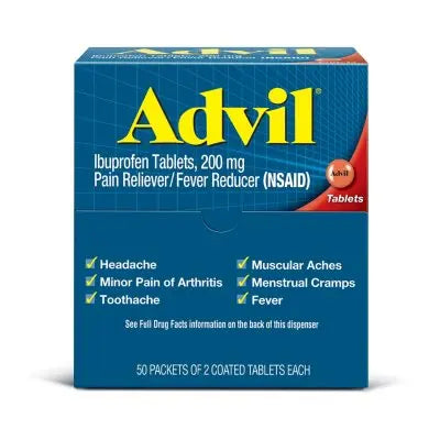 Advil Pain Reliever and Fever Reducer, Ibuprofen 200mg Tablets, 100 ct.