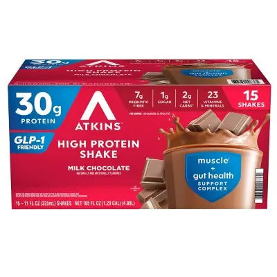 Atkins 30g High Protein Shake, Milk Chocolate, 11 fl. oz., 15 pk.