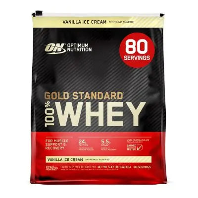 Optimum Nutrition, Gold Standard 100% Whey, Vanilla Ice Cream, 5.64 lbs.