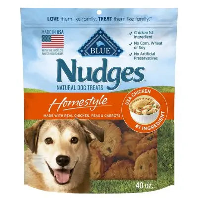 Blue Buffalo Nudges Hausgemachte Hühnchen-, Erbsen- und Karotten-Natur-Hundeleckerlis, 40 oz.