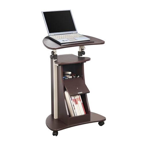 Techni Mobili Sit-to-Stand Rolling Adjustable Storage Medical Laptop Computer Cart, Chocolate, B005