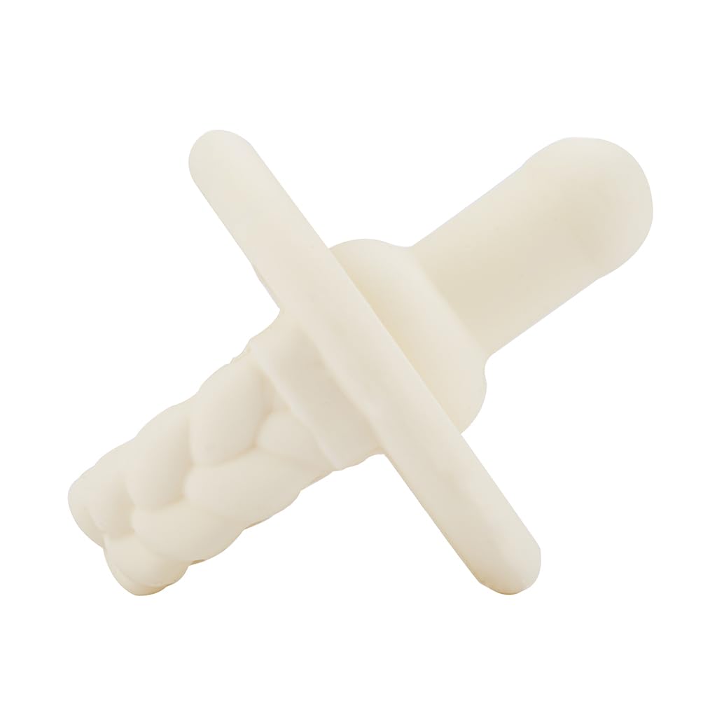 Itzy Ritzy Silicone Pacifiers for Ages 6-18 Months - Itzy Soother Pacifiers Feature Collapsible Handle & Two Air Holes for Added Safety; Set of 2 in Toast & Buttercream, Ages 6-18 Months