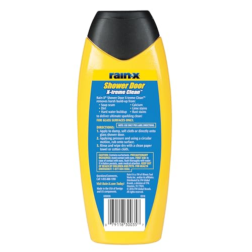 Rain-X 630035 X-Treme Clean Shower Door Cleaner, 12 Fl. Oz, Formulated To Clean Glass Shower Doors - Easy To Use, Removes Soap Scum, Dirt, Hard Water Build-up, Calcium, Lime Stains And Rust Stains