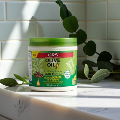ORS Olive Oil Fortifying Cream Hair Dress Infused with Castor Oil for Strengthening 6 Ounce