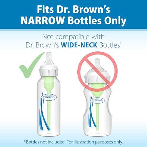 Dr. Brown's Natural Flow Level 2 Narrow Baby Bottle Silicone Nipple, Medium Flow, 3m+, 100% Silicone Bottle Nipple, 6 Count