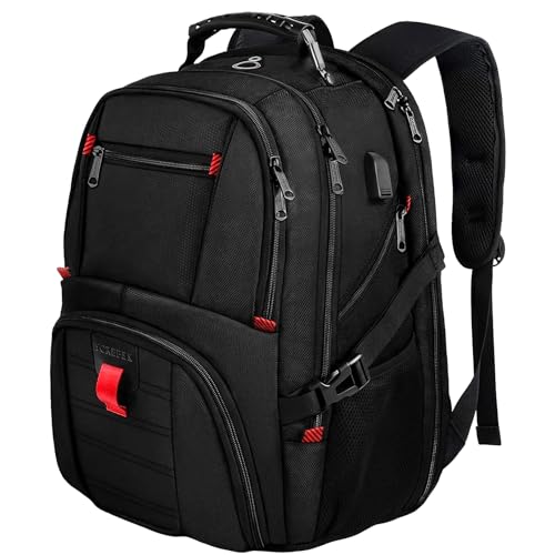 YOREPEK Travel Backpack, Extra Large 50L Laptop Backpacks for Men Women, Water Resistant College Backpacks Airline Approved Business Work Bag with USB Charging Port Fits 17 Inch Computer, Black