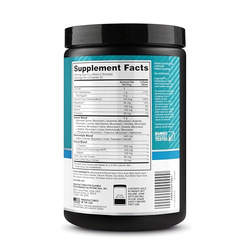 Optimum Nutrition Amino Energy Powder Plus Focus, with BCAA, Electrolytes, and Caffeine, Tropical Lemonade, 30 Servings (Packaging May Vary)