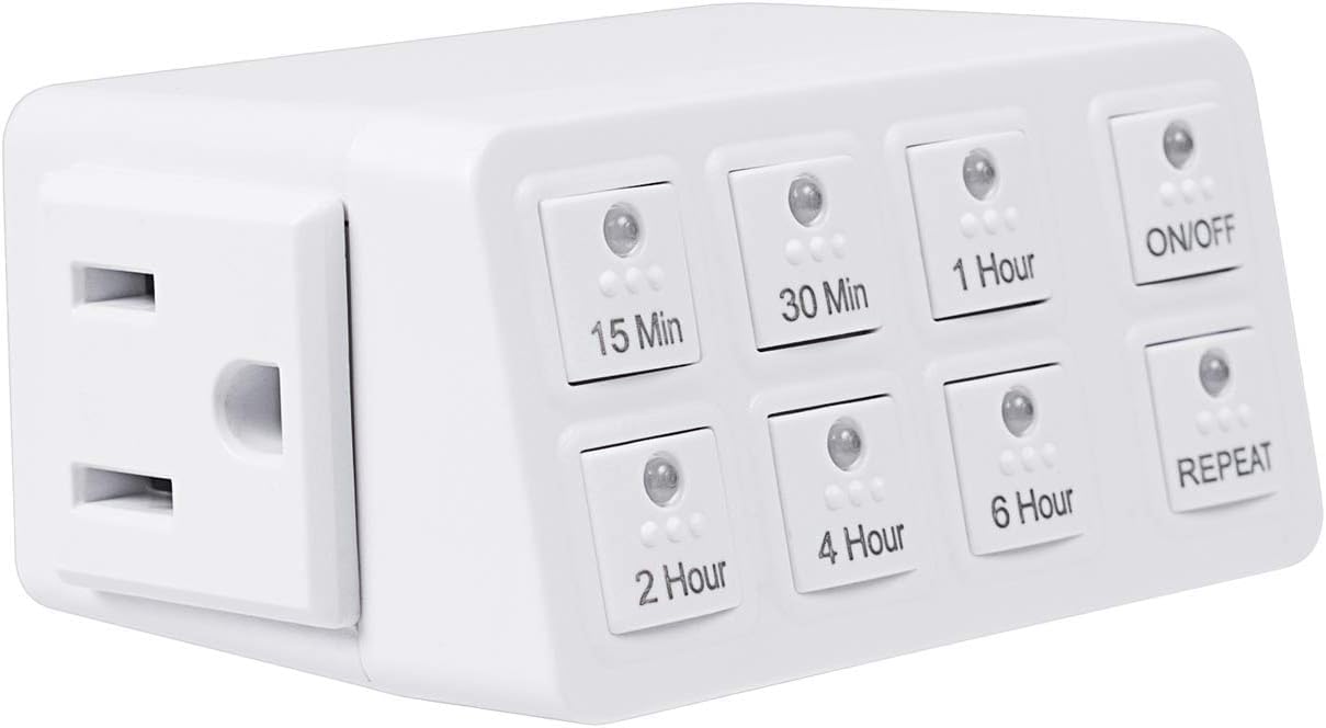 BN-LINK Innenbereich-Countdown-Timer mit Wiederholungsfunktion, robuste, präzise, kompakte Größe für Ladegeräte, Urlaubs-Sicherheit, 3-polige geerdete Steckdose, 15A/1875W 1/2 HP ETL-gelistet