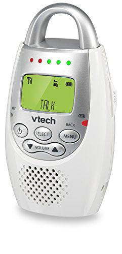 VTech Communications DM221 Audio Baby Monitor with up to 1,000 ft of Range, Vibrating Sound-Alert, Talk Back Intercom & Night Light Loop, White/Silver