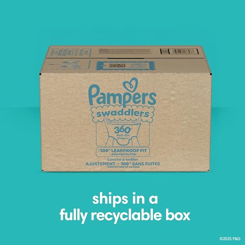 Pampers Diapers - Swaddlers 360° - Size 5, 116 Count, up to 100% Leakproof Comfy Dry Fit, Designed for Easy Changes, Pull On Baby Diaper (Packaging May Vary)