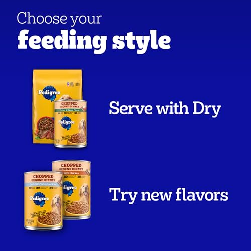 Pedigree Puppy Chopped Ground Dinner Canned Wet Puppy Food with Chicken & Beef, 13.2 oz. Cans (12 Count, Pack of 1)