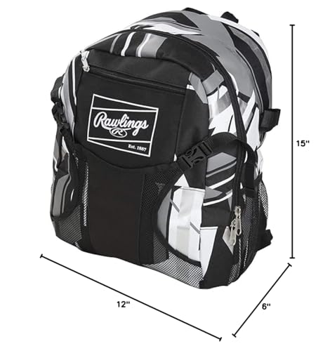 Rawlings | REMIX Backpack Equipment Bag | T-Ball & Youth Baseball / Softball | Black