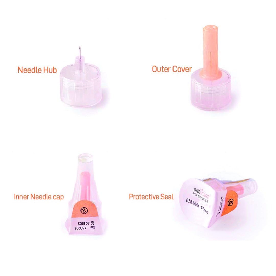 ONE-CARE Pen Needles 31G x 8mm, Box of 100, Universal Fit