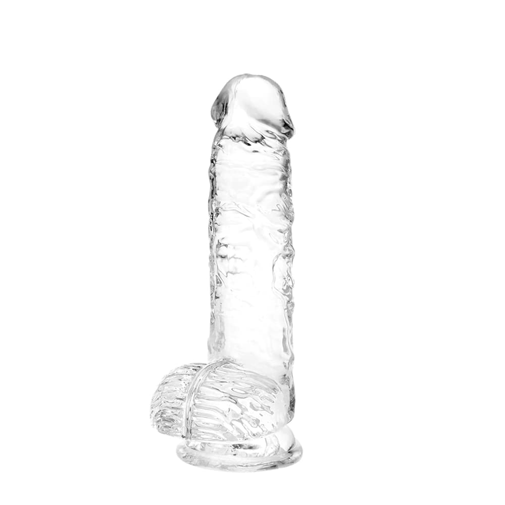 Small Realistic Clear 6 inch Cute Dildo,Adult Sex Toy with Suction Cup Dildo, Suitable for Beginner Women/Men/Gay with Thin and Slim Poke, can be Use for G-spot and Anal
