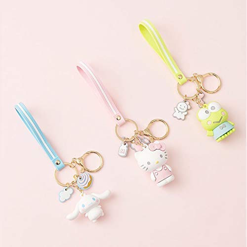 PaPiJoJo Cute Keychains for Women/Girls, Cinnamoroll Kawaii Anime Key Chain Accessories Wristlet Keychain for Backpack Handbag Car Keys