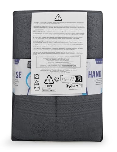 Utopia Towels 6 Pack Premium Hand Towels Set, 16 by 28 inches, 100% Ring Spun Cotton, Ultra Soft and Highly Absorbent 600GSM Towels for Bathroom, Gym, Shower, Hotel, and Spa, Grey