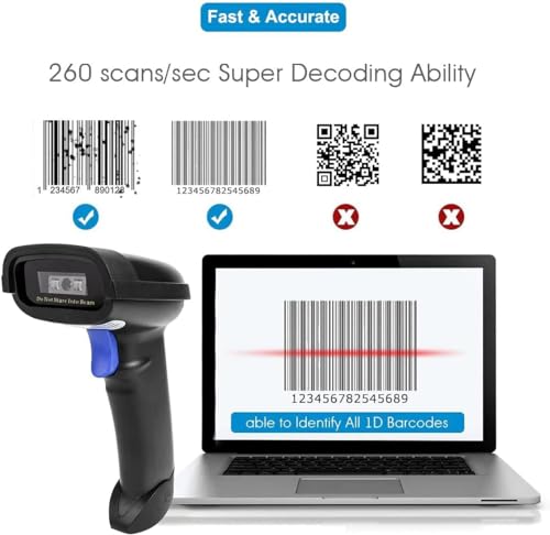 NETUM Bluetooth Barcode Scanner, Compatible with 2.4G Wireless & Bluetooth Function & Wired Connection, Connect Smart Phone, Tablet, PC, CCD Bar Code Reader Work with Windows, Mac,Android (NT-1228BC)