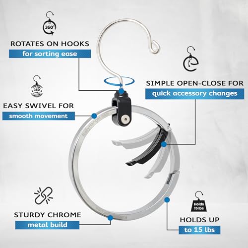 ROLLY HANGER Multipurpose Closet Hangers- Tie and Belt Hanger for Closet- Great Space Saving Belt Organizer for Wardrobe - Ideal for Storing Belts, Ties, Scarfs, Baseball Hats, Purses & More- 1 Pack
