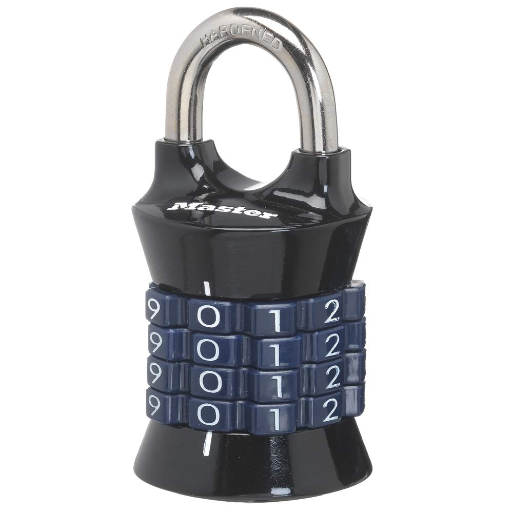 Master Lock Zahlenschloss mit Schlüsselwort-Kombination, für Fitnessstudio- und Schulspinde, Kombinations-Vorhängeschloss für den Innenbereich, Farben können variieren, 1535D