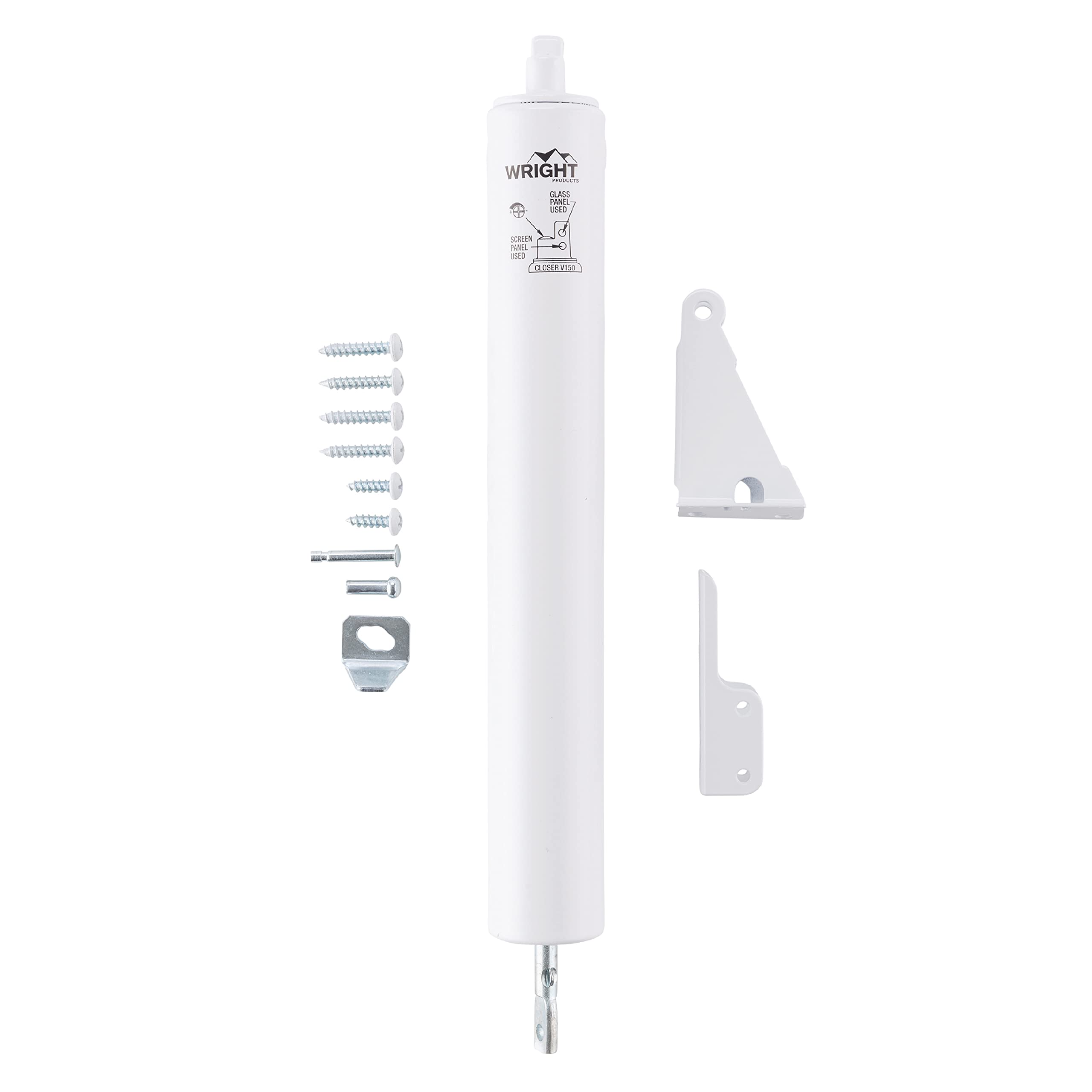 Wright Products Hochleistungs-Pneumatischer Sturmtürschließer – Langlebig, verstellbar, geräuschloses Schließen mit Offenhaltefunktion (Übergangsdesign, Weiß)