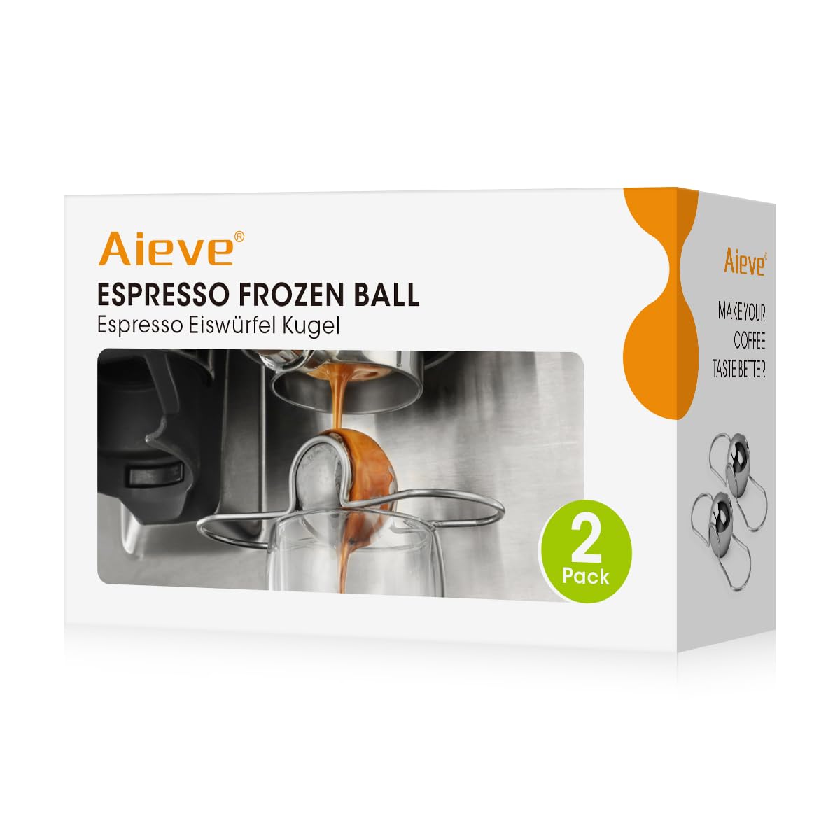 AIEVE 2er-Pack Espresso-Kühlkugel, Edelstahl-Eiswürfel für Kaffee, Espresso-Zubehör, Extraktions- und Brühkühlwerkzeug, Chiller-Geschenk für Geburtstag, Valentinstag, Weihnachten