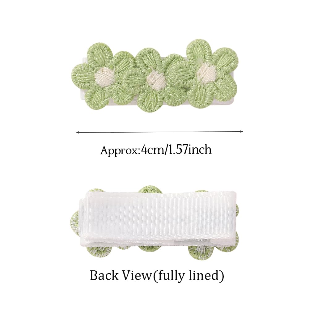 Baby Hair Clips -12Pcs Tiny Hair Barrettes for Baby Girls Fully Lined Wrapped by Soft Fabric Cloth Flower Hair Clips for Toddlers Girls Infants Kids