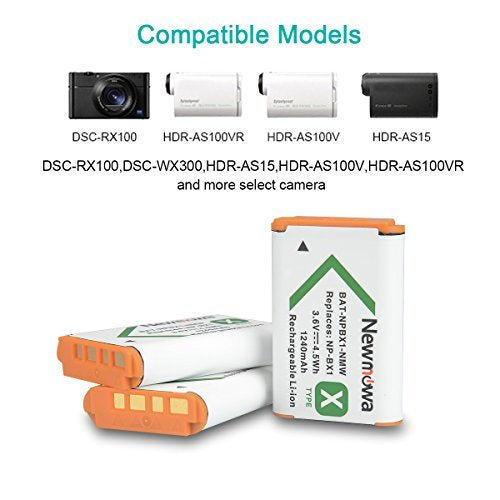 NP-BX1 Newmowa Replacement Battery (3-Pack) and 3-Channel USB Charger Set for Sony NP-BX1, DSC-RX100, DSC-RX100M III,IV, V/VII,ZV-1