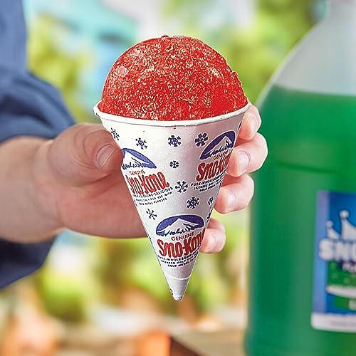 Concession Essentials 100 Count 6oz Snow Cone Cups with 100 8" Neon Spoon Straws, Pack of 200ct (100 cups/100 straws)