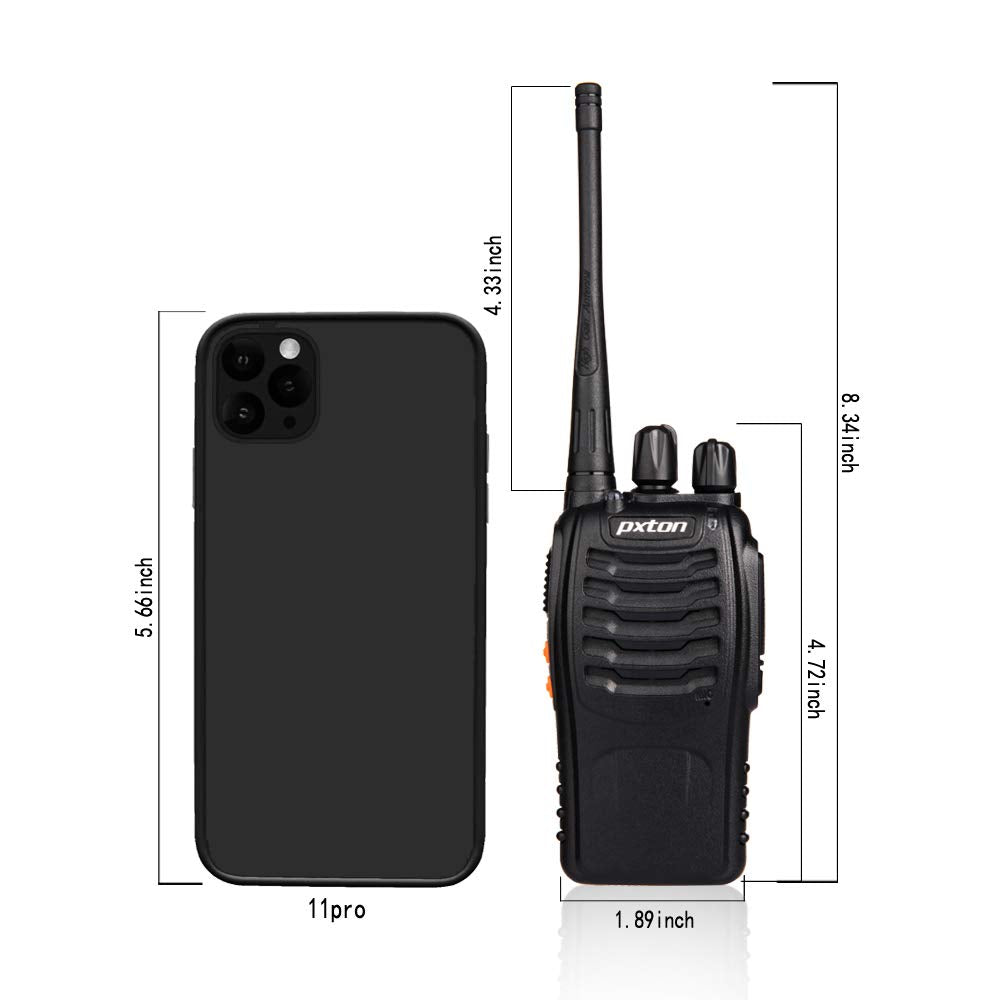 pxton Walkie Talkies Long Range for Adults with Earpieces,16 Channel Walky Talky Rechargeable Handheld Two Way Radios with Flashlight Li-ion Battery and Charger(4 Pack)