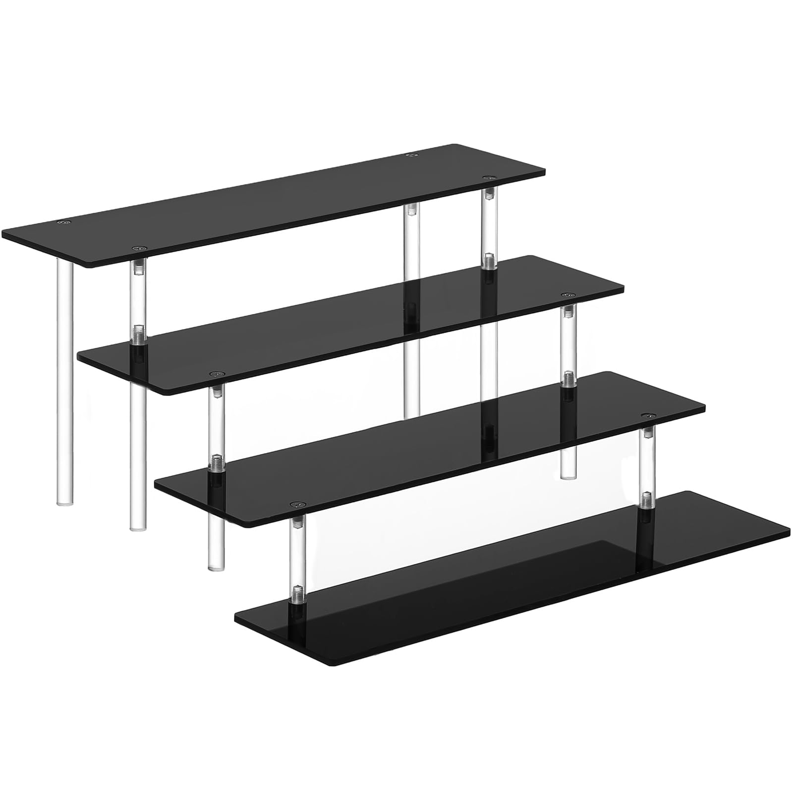 HENABLE 4 Tier Perfume Organizer Stand, Acrylic Risers Display Stands, Display Risers, Perfume Shelf Dessert Display for Party, Figure Stand Funko POP Shelves, Black Cupcake Stand Holder