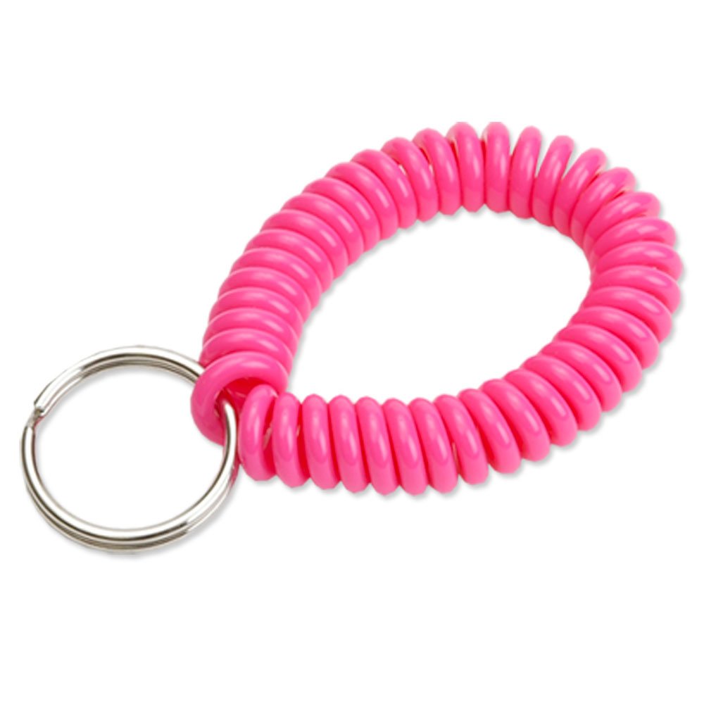 Lucky Line 2" Diameter Spiral Wrist Coil with Steel Key Ring, Flexible Wrist Band Key Chain Bracelet, Stretches to 12",unisex,adult Pink, 1 PK (410661)