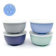 Elk and Friends Stainless Steel Bowls with Silicone Sleeve for Babies & Toddlers | Lids Included | Stay Put Suction | Cereal & Snack Bowls | 4 Pack