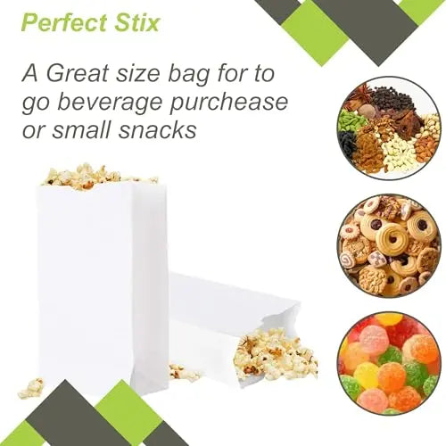 Perfect Stix 2lb White Kraft Paper Bags- Pack of 100ct