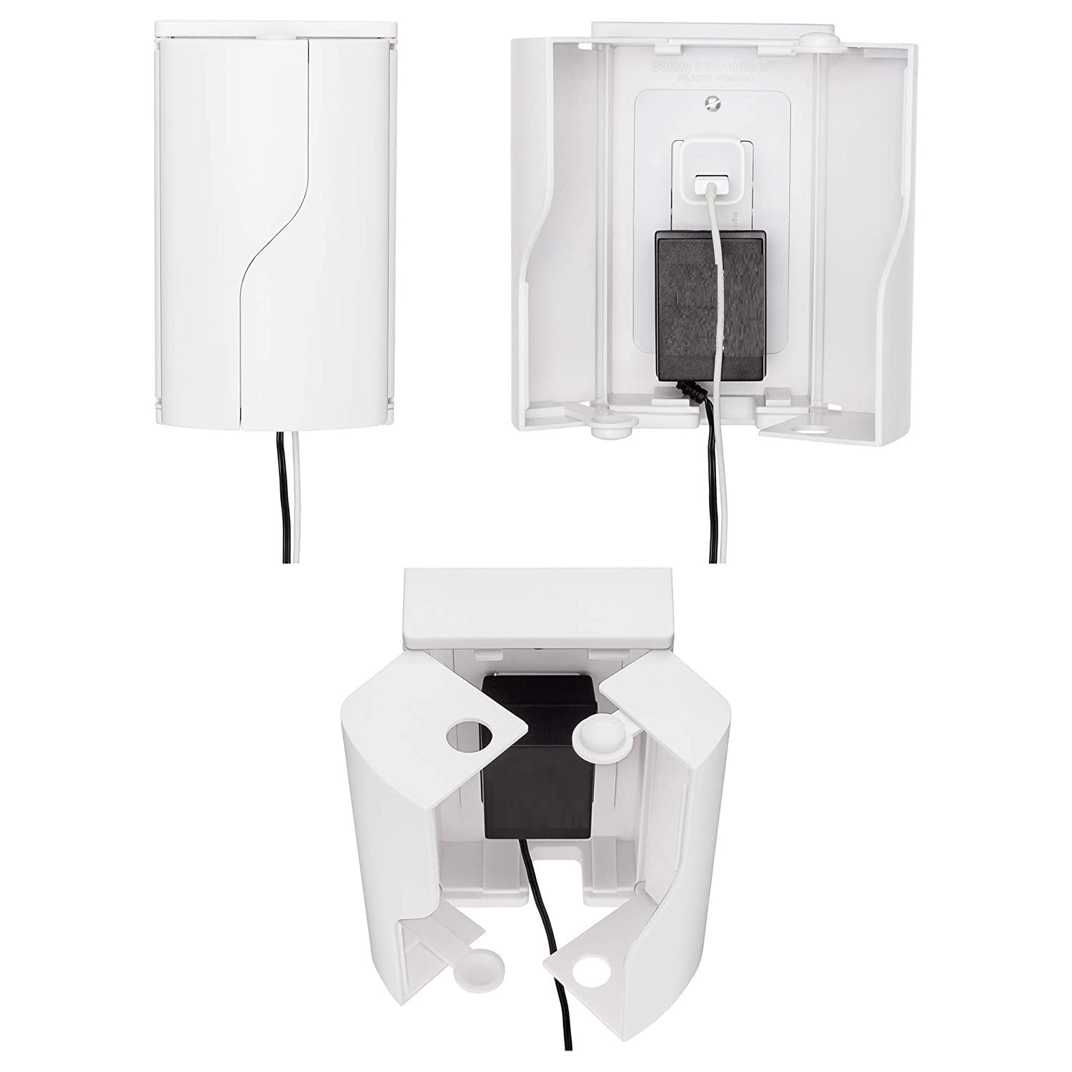 Safety Innovations Twin Door Baby-Steckdosenabdeckung zum Sichern von Steckdosen – mehr Innenraum für extragroße Stecker und Adapter – einfach anzubringen – einfach zu bedienen, (1er-Pack)