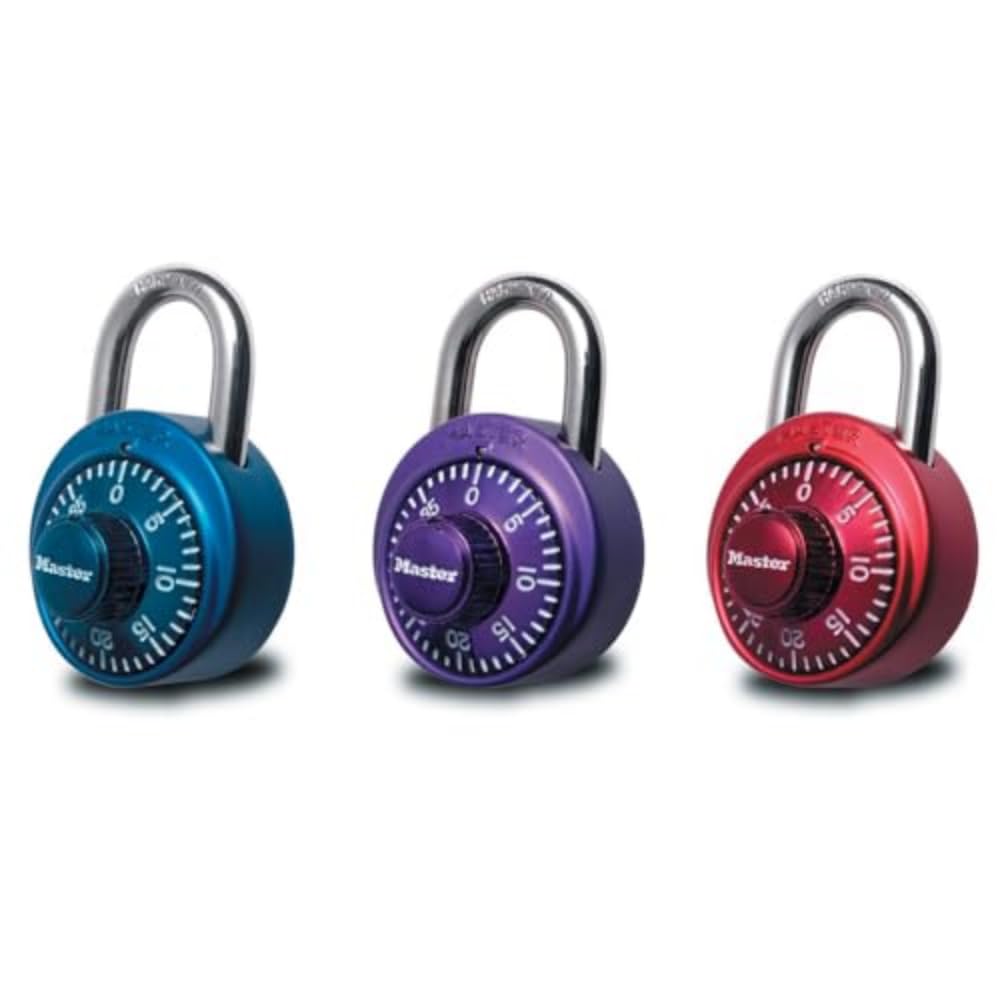 Master Lock 1530DCM Vorhängeschloss mit Zahlencode für Schul- oder Fitnessstudio-Schließfächer, unverzichtbar für den Schulanfang, 1er-Pack – Farben können variieren