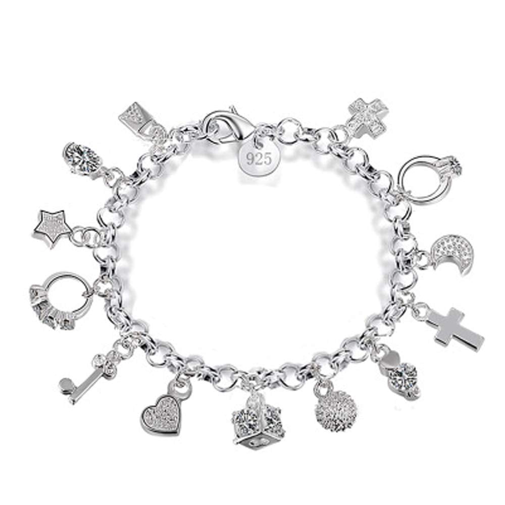 Aeora S925 Silver Thirteen Hanging Pieces Bracelet for Women Gift Bracelets & Bangles Jewelry